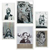 POSTER Set Mit 6 Schablonen Graffiti Straßenkunst A3 & A4 Weißer Rahmen - Weiß, Papier (29/3cm) - Nacnic
