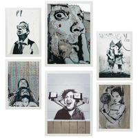 POSTER Set Mit 6 Schablonen Graffiti Straßenkunst A3 & A4 Weißer Rahmen - Weiß, Papier (29/3cm) - Nacnic