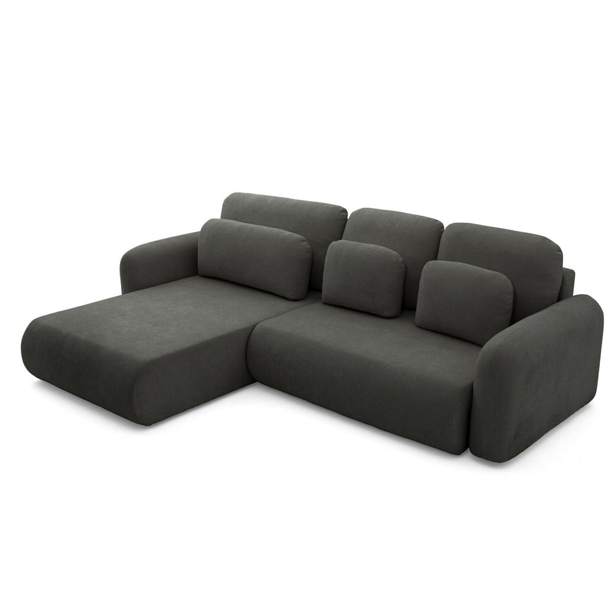 ECKSOFA NEST L Universal mit Schlaffunktion 157x240 Webstoff Dunkelgrau - Dunkelgrau/Schwarz, Holz/Textil (280/187cm) - Muffo