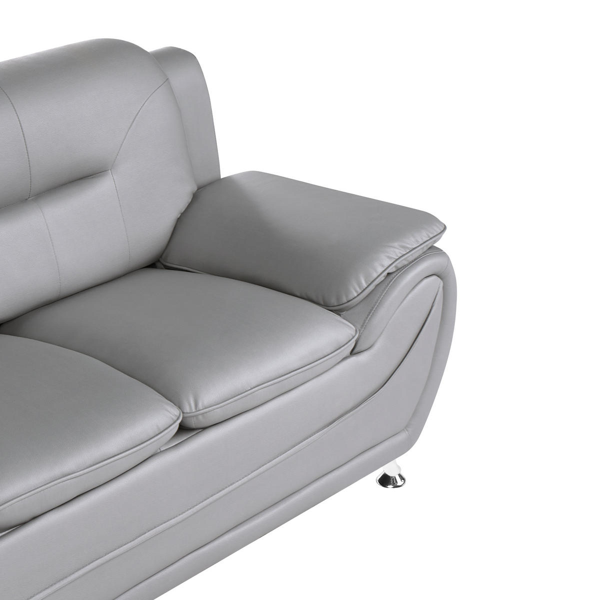 2-SITZER-SOFA Kunstleder Grau Leira - Dunkelgrau/Silberfarben, Kunststoff (147/86/78cm) - Beliani