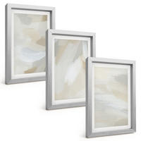 BILDER SET 3er Set - 20x30 cm Silberner Rahmen - Abstrakter Pinselhintergrund - Silberfarben, Kunststoff (20/30cm) - TULUP