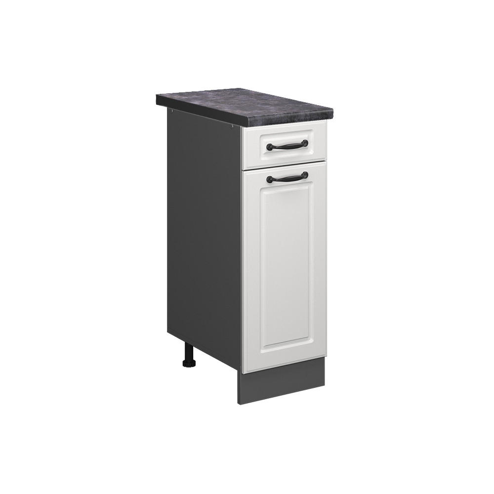 KÜCHENUNTERSCHRANK R-Line Weiß Landhaus 30 cm, AP Anthrazit - Anthrazit/Weiß, Holzwerkstoff (30/81.6/60cm) - Vicco