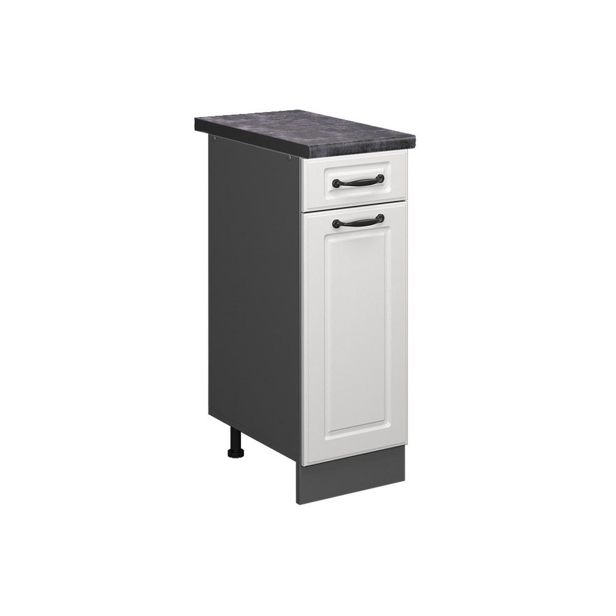 KÜCHENUNTERSCHRANK R-Line Weiß Landhaus 30 cm, AP Anthrazit - Anthrazit/Weiß, Holzwerkstoff (30/81.6/60cm) - Vicco