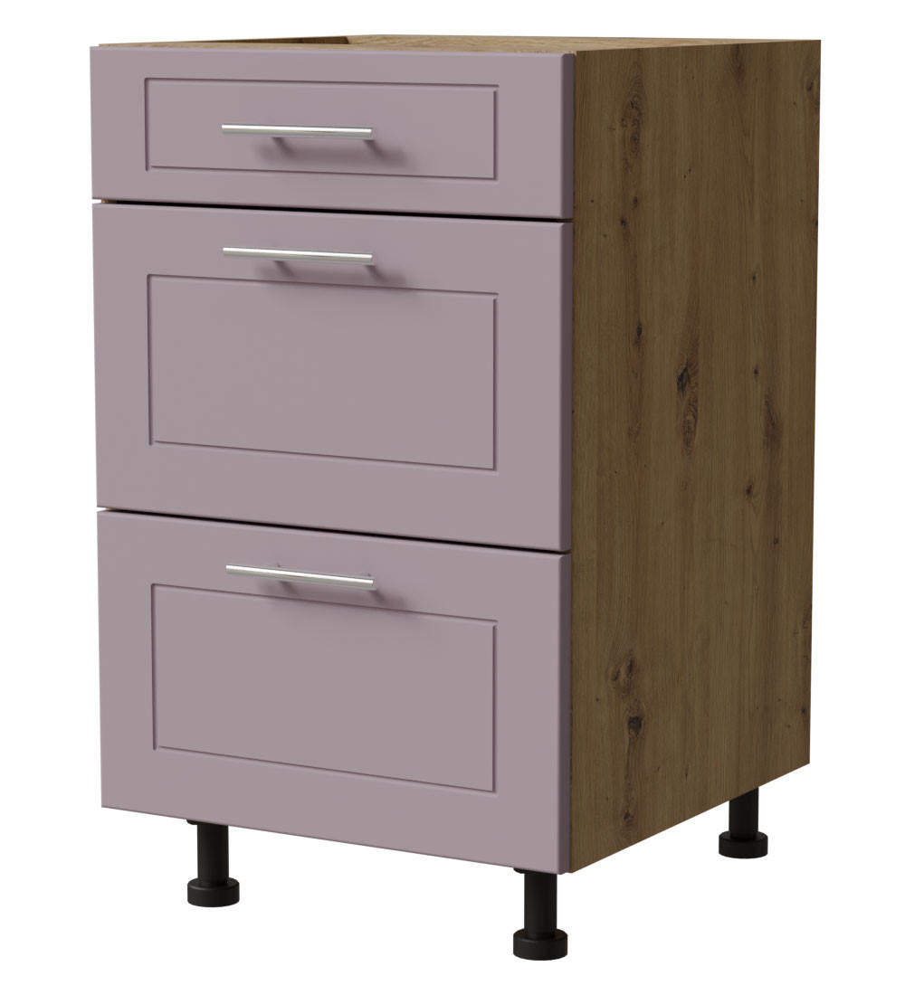 SCHUBLADENUNTERSCHRANK Bari D3/50 Eiche Artisan / RAL 4009 pastellviolett 50 / 50 / 82cm REJS Vollauszug - Violett/Eiche Artisan, Holz/Holzwerkstoff (50/82/50cm) - Feldmann-Wohnen