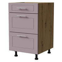 SCHUBLADENUNTERSCHRANK Bari D3/50 Eiche Artisan / RAL 4009 pastellviolett 50 / 50 / 82cm Blum Teilauszug - Violett/Eiche Artisan, Holz/Holzwerkstoff (50/82/50cm) - Feldmann-Wohnen
