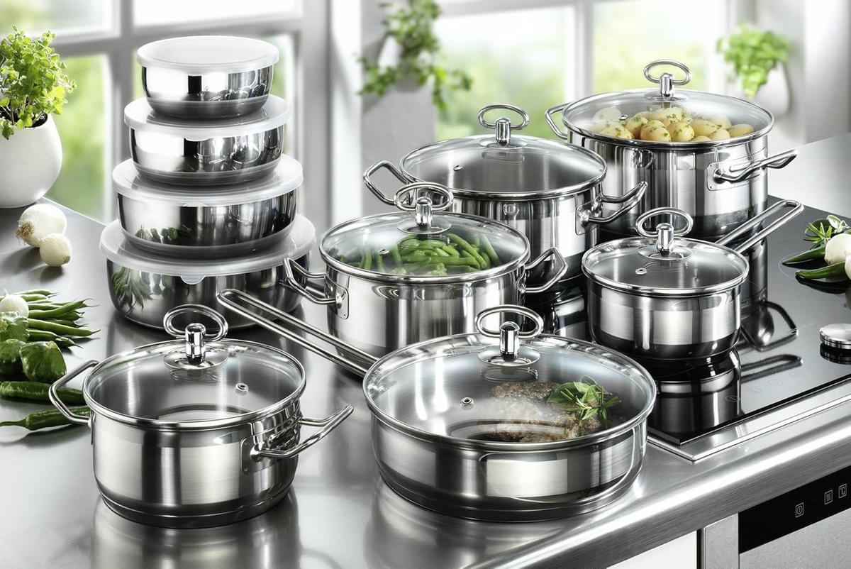 TOPFSET Jasmin aus Edelstahl, Induktion, 20-teilig - Silberfarben, Metall - Karcher