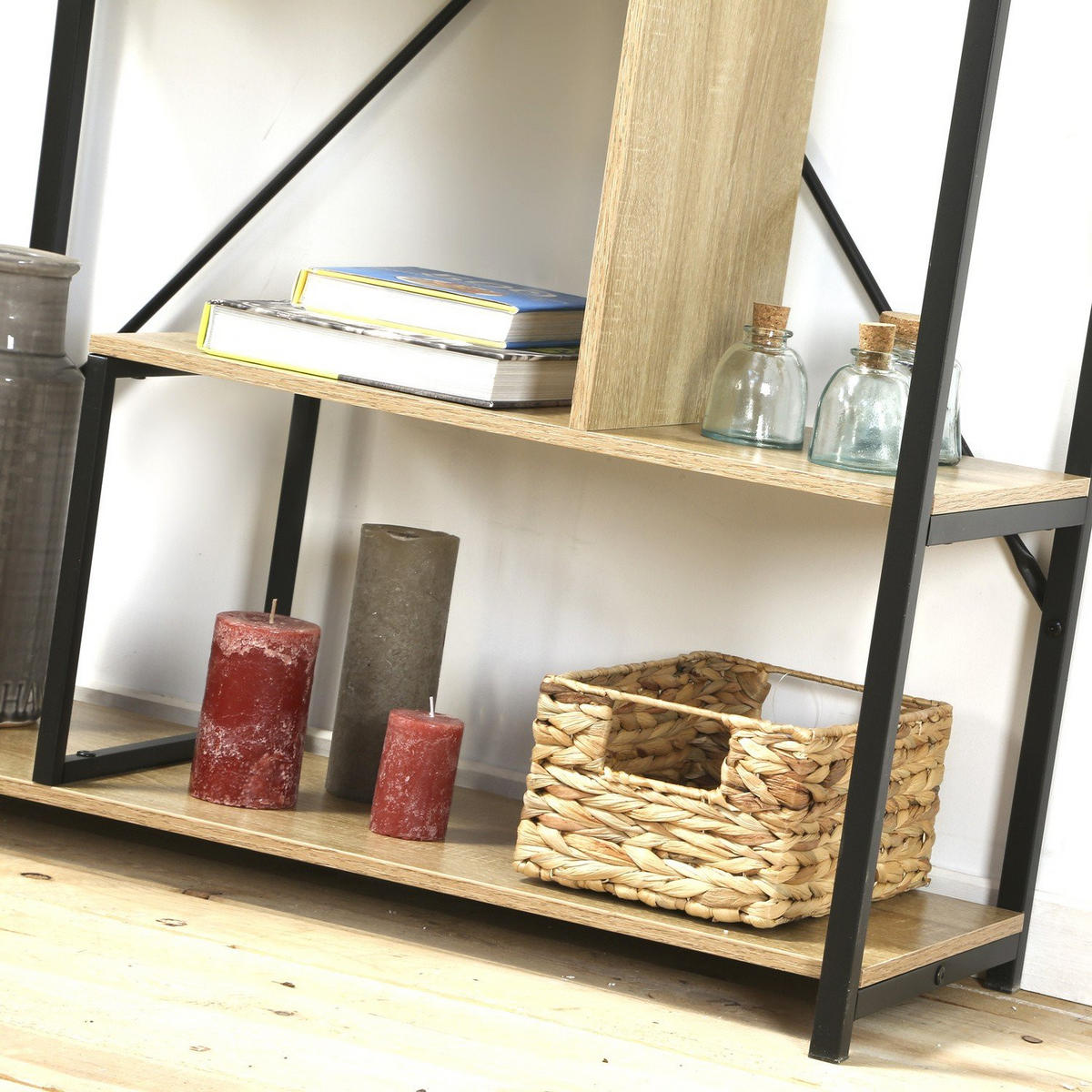 BÜCHERREGAL mit Regalen auf 6 Etagen H160 cm - Nussbaumfarben, Holzwerkstoff (34/160/84cm) - Calicosy