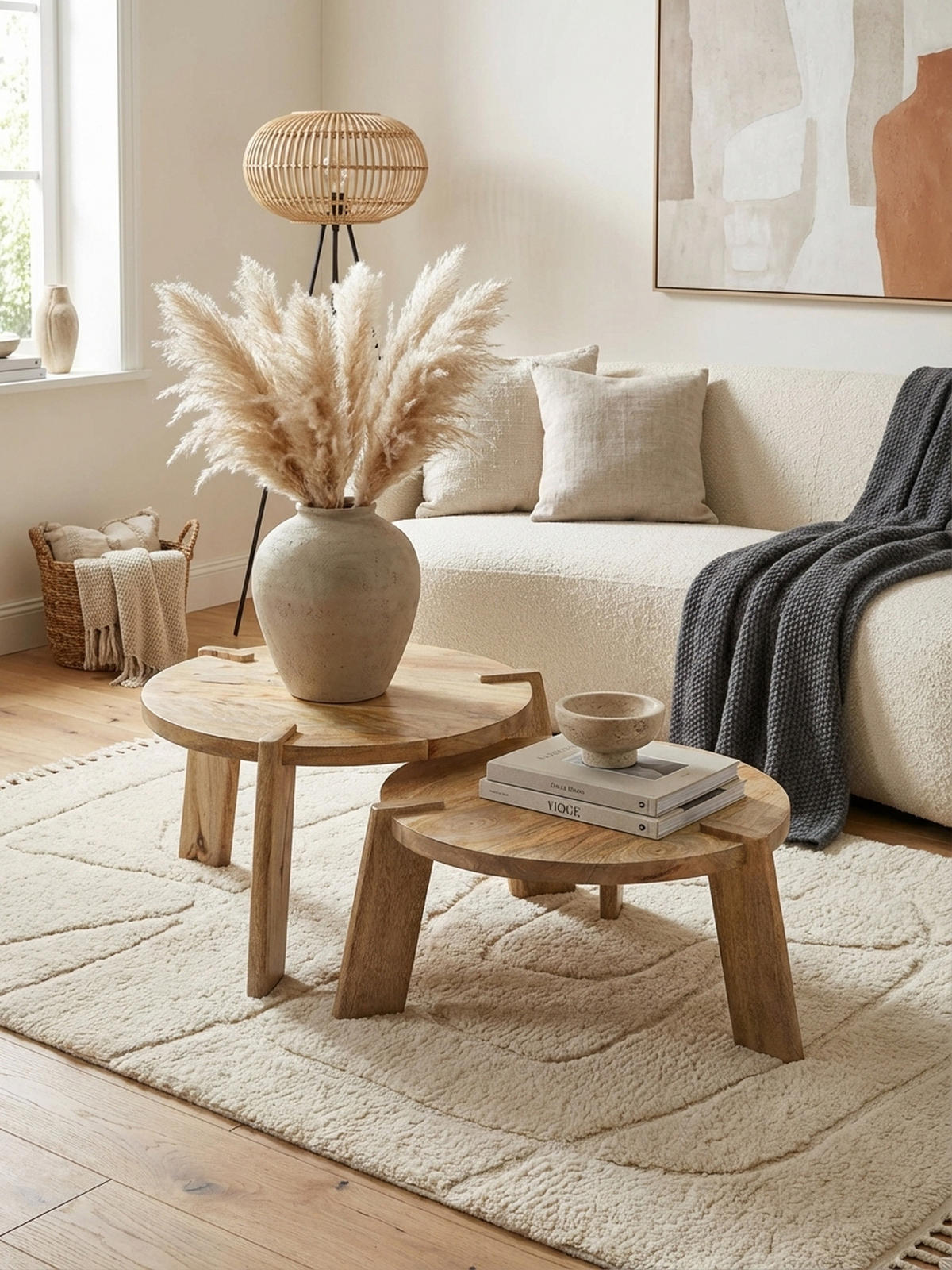 COUCHTISCH 2er Set Mango Massivholz Messingstreifen Handgefertigt HELEN, Beige 53x53x32 cm - Beige, Mangoholz/Holz (53/53/32cm) - KADIMA DESIGN