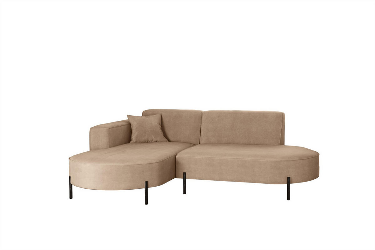 ECKSOFA Valencia Xs - Beige, Holzwerkstoff/Textil (236/165cm) - Fun Möbel