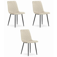 ESSZIMMERSTUHL 3er Set Beige Velours, Bequeme Sitzfläche, Metallfüße - Beige, Textil (51/86/56cm) - Best For Home