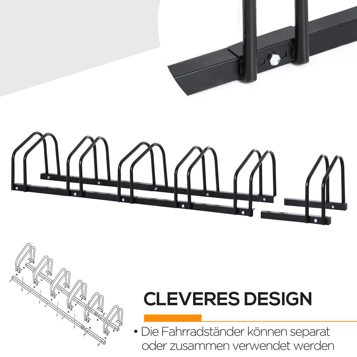 FAHRRADSTÄNDER, Stahl, Schwarz, 179L x 33B x 27H cm - Schwarz, Metall (33/27/179cm) - HOMCOM