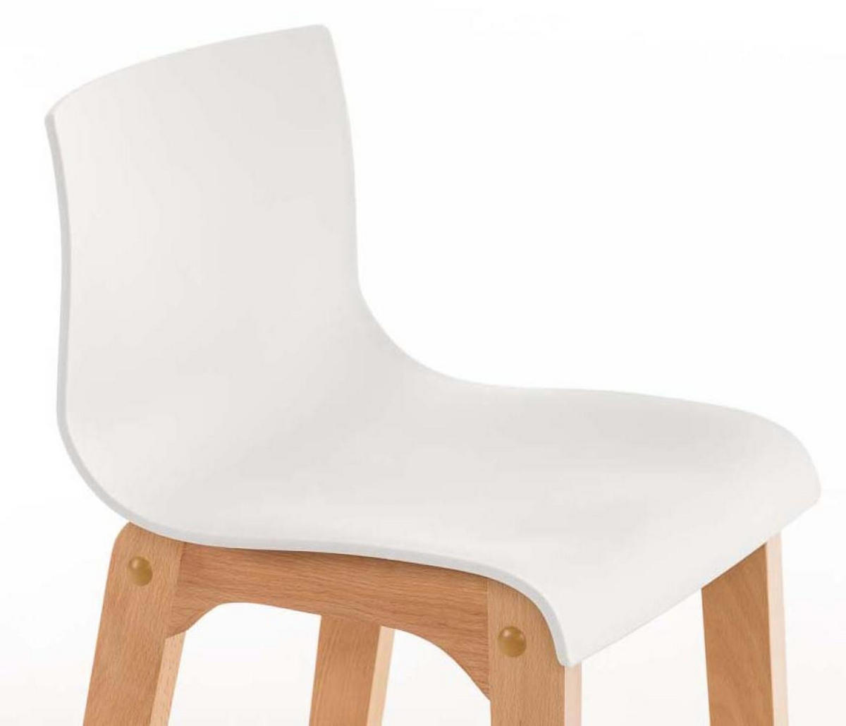 BARHOCKER 2er Set Holz weiß - Eukalyptusholzfarben/Weiß, Holz (41/101/46cm) - CLP
