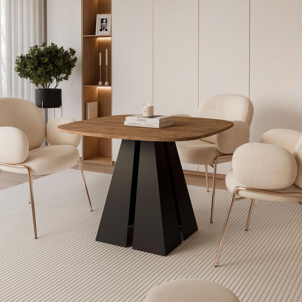 AUSZIEHTISCH ZELO 120/60/76 cm, Schwarz / Lefkas-Eiche - Schwarz/Eiche San Remo, Holzwerkstoff/Metall (60/120/76cm) - Idohome