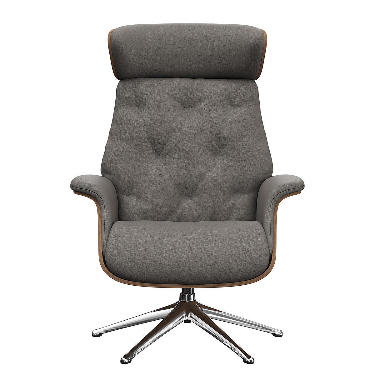 RELAXSESSEL - Echtleder - Chromfarben/Grau, Leder/Metall (83/118/83cm) - home24