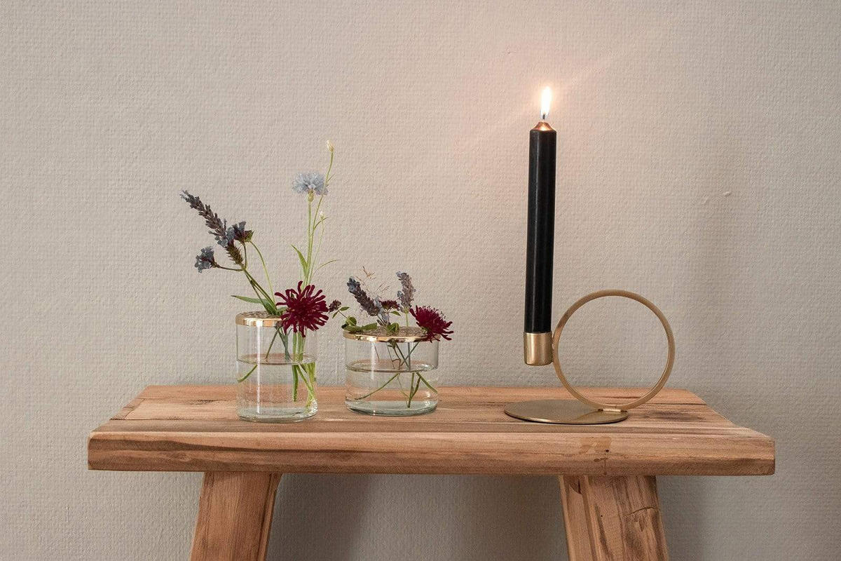 KERZENHALTER Geo aus Eisen in Gold 14/10 cm - Goldfarben, Metall (10/10/14cm) - LaLe Living