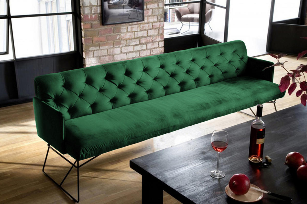 ESSZIMMERBANK CHARME Smaragdgrün Velvet - Smaragdgrün, Textil (206/85/68cm) - KAWOLA