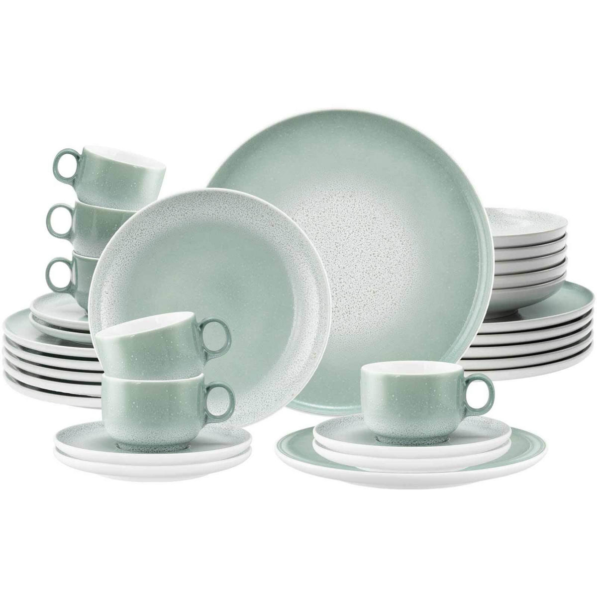 KOMBISERVICE Sento Home Aura mint 30er Set - Mintgrün, Keramik (1/1/1cm) - Seltmann Weiden