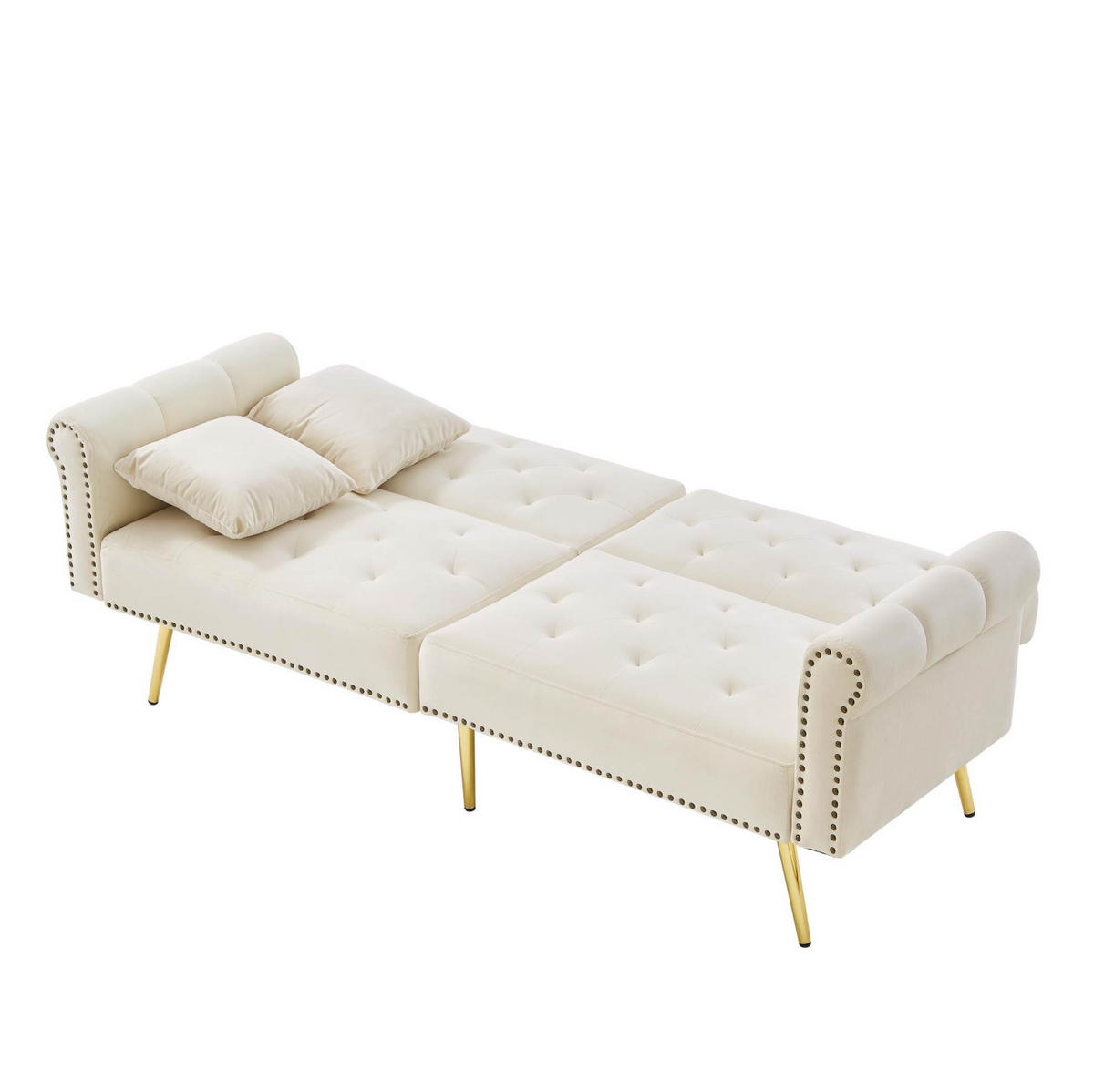 DVOSJED na razvlačenje od baršuna, ležaj 147/85 cm bež, s podesivim naslonom - bež, plastika (173/70/75cm) - BEAOK
