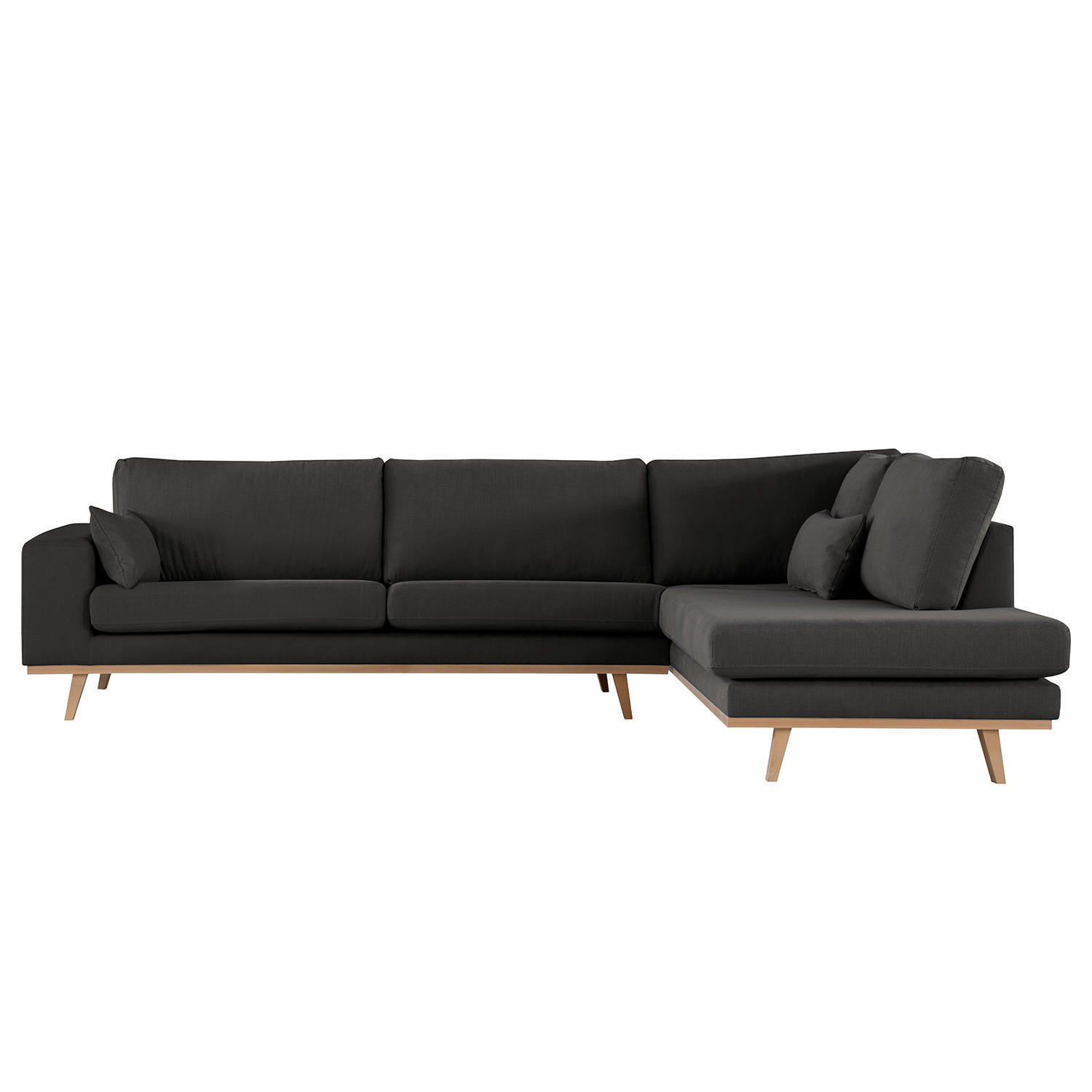 ECKSOFA mit Ottomane - Anthrazit/Buchefarben, Textil (287/219cm) - home24