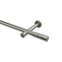 GARDINENSTANGEN-SET Prestige Elanto 400 cm (geteilt in 2 x 200 cm), 1-läufig (ohne Ringe), 20 mm Ø Edelstahl-Optik - Edelstahlfarben, Metall (400cm) - INTERDECO