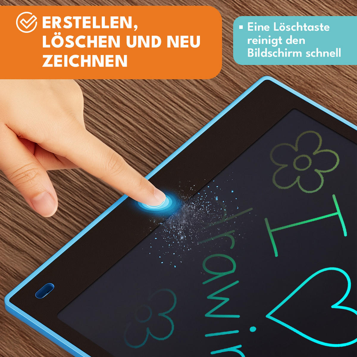 SCHREIBTAFEL Kinder 2-er Set - Schwarz, Kunststoff (20/20/1cm) - KRUMAD