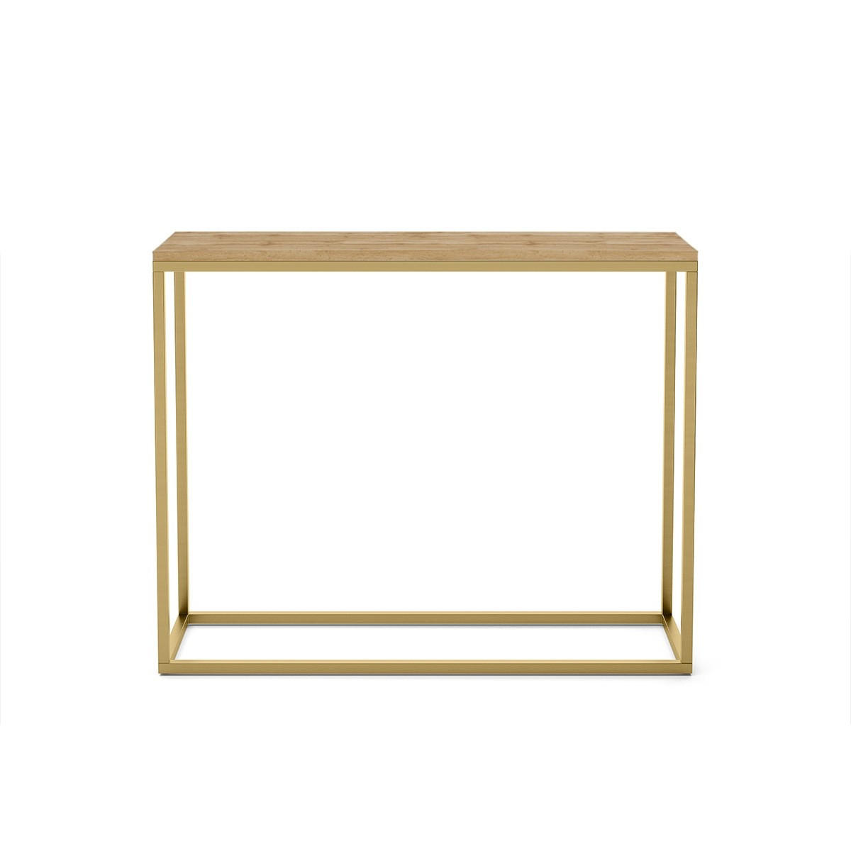 KONSOLENTISCH Well 100 Eiche Wotan, Goldene Beine - Eiche Wotan/Goldfarben, Holzwerkstoff/Metall (25/100/80cm) - Bettso