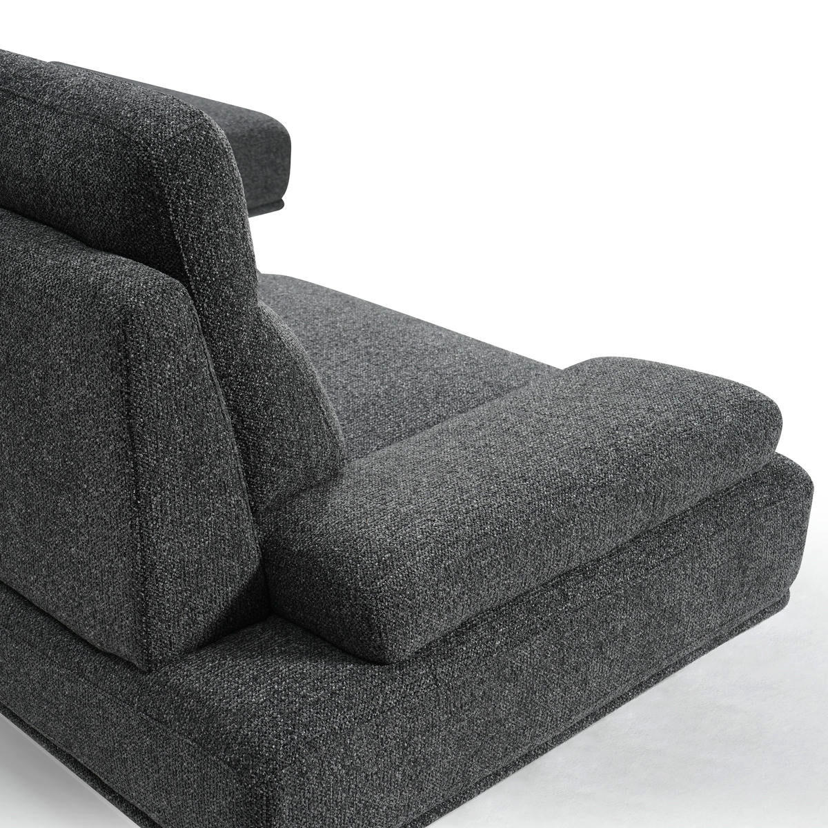ECKSOFA Webstoff Grau - Schwarz/Grau, Textil/Metall (304/176cm) - Furnhouse