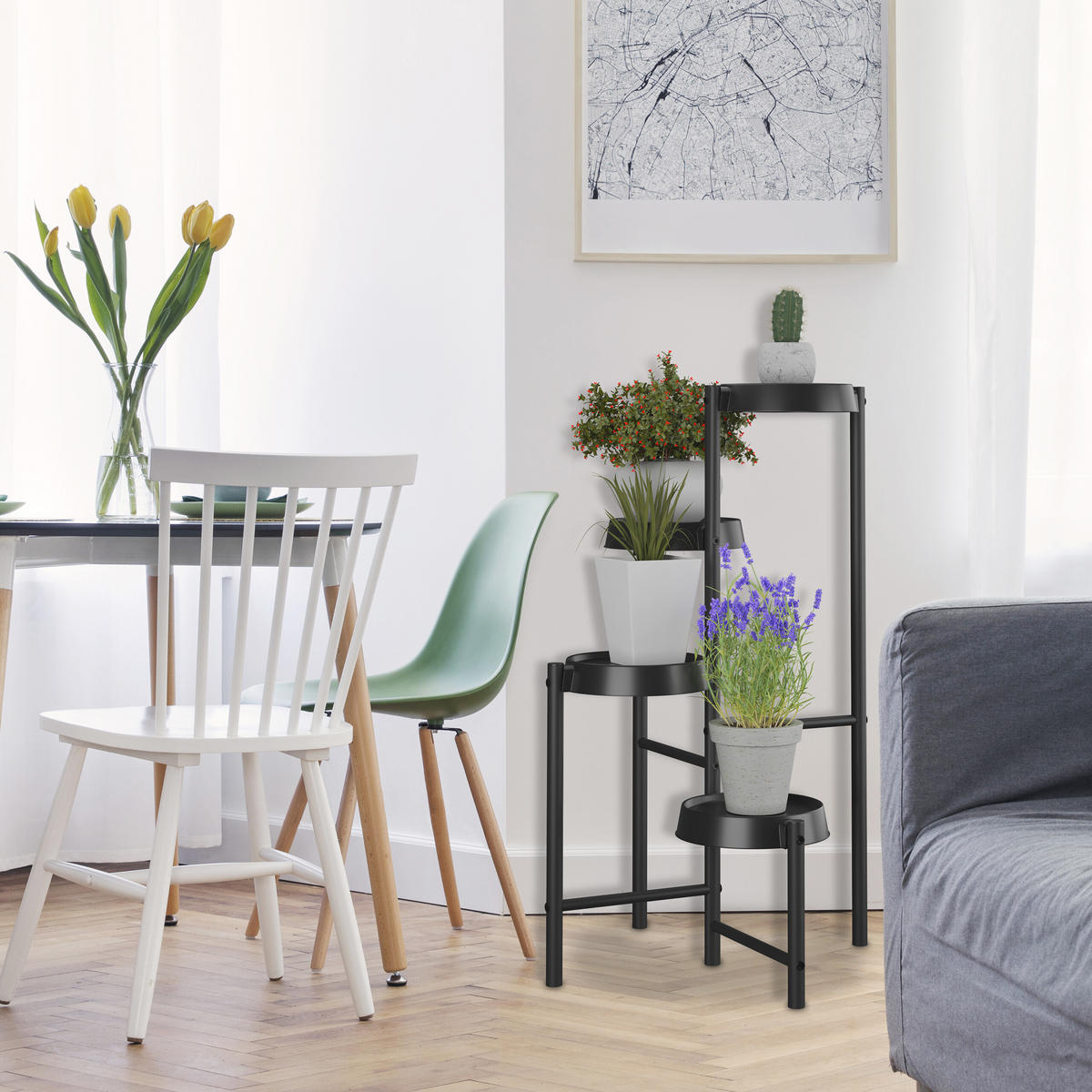 PFLANZENSTÄNDER - Weiß, Kunststoff/Metall (30/55/61cm) - Relaxdays