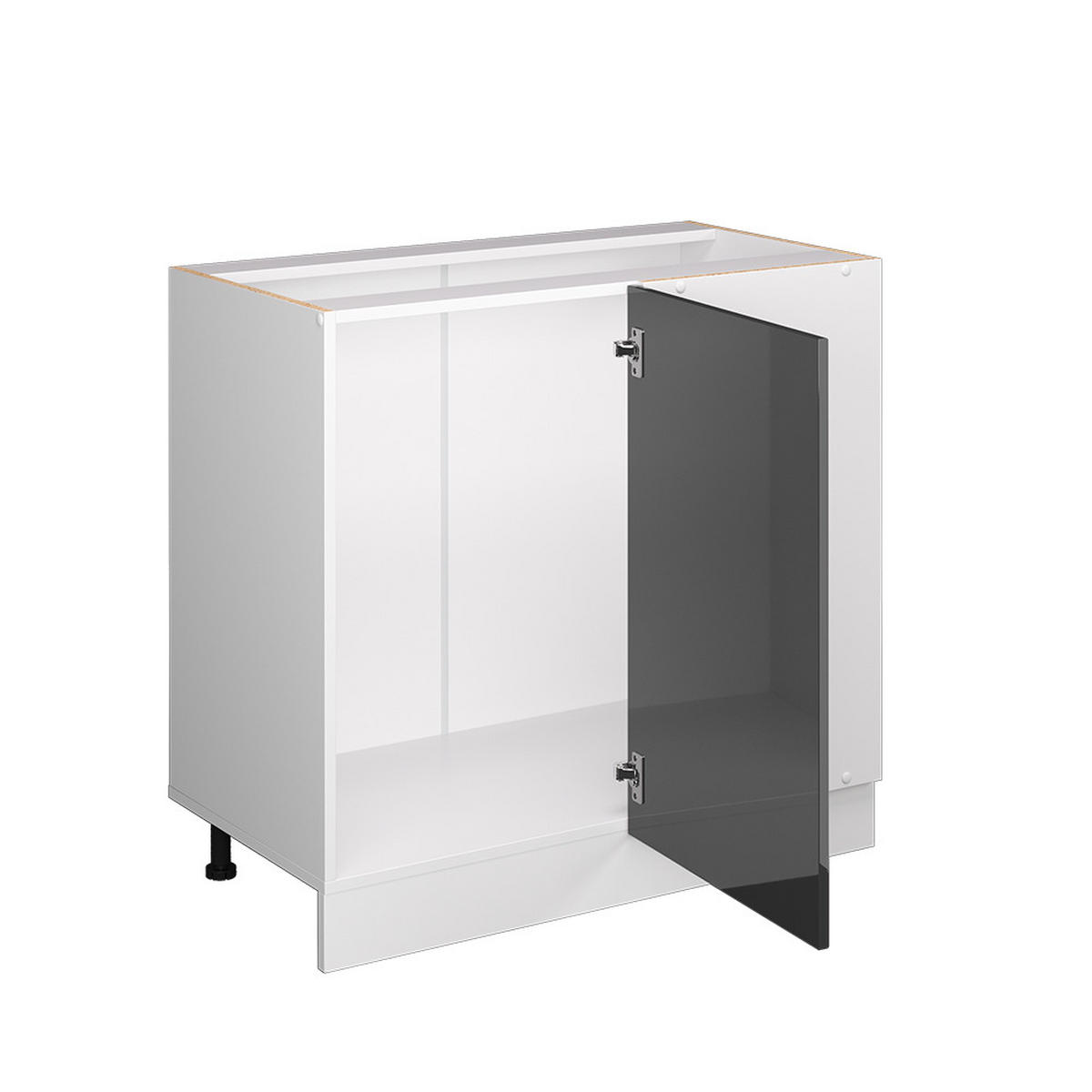 ECKUNTERSCHRANK R-Line Anthrazit Hochglanz 86 cm, AP Eiche - Anthrazit/Weiß, Holzwerkstoff (86/81.6/60cm) - Vicco