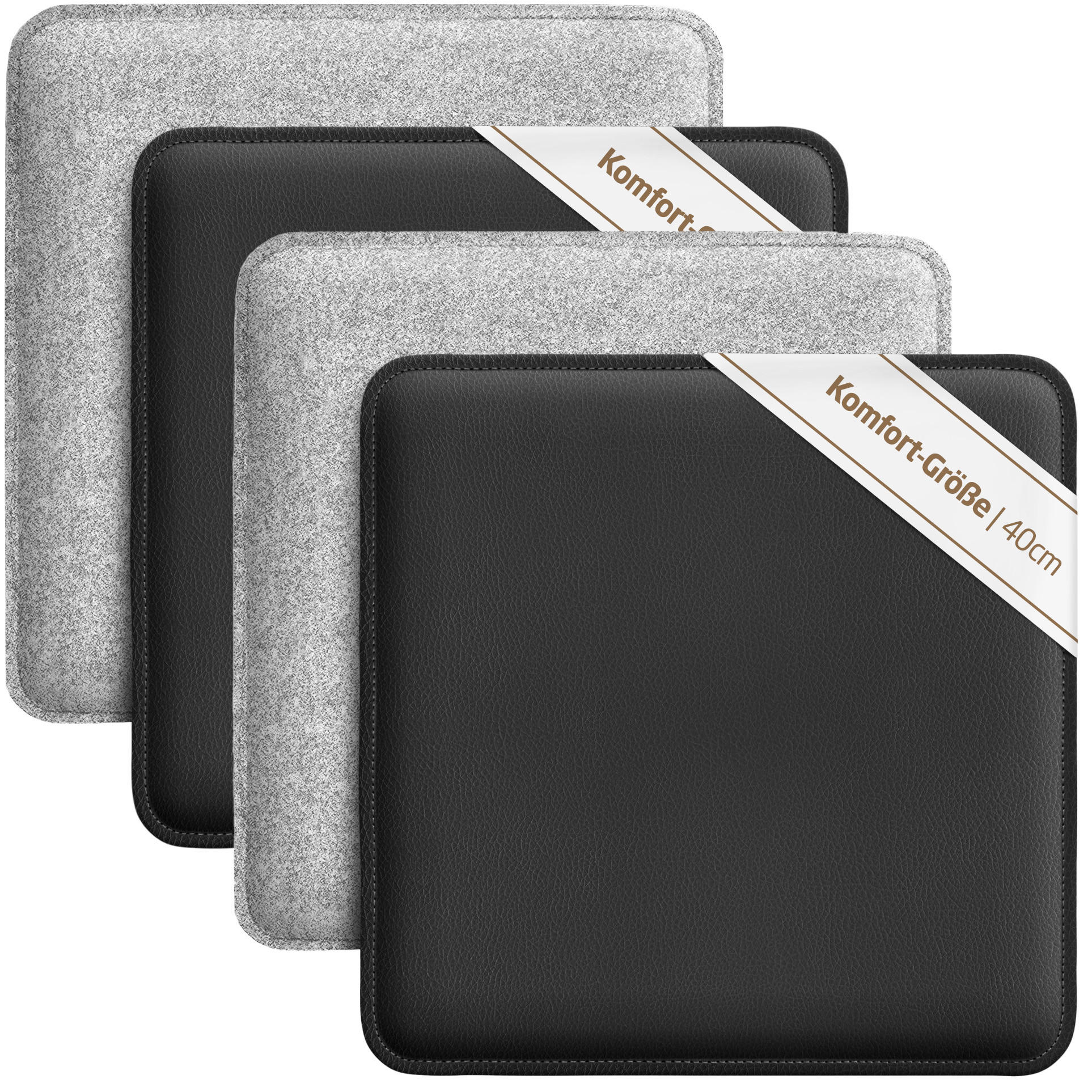 SITZKISSEN zum Wenden Filz und Kunstleder 4er Set - Hellgrau, Textil (40/40/2cm) - Miqio Design