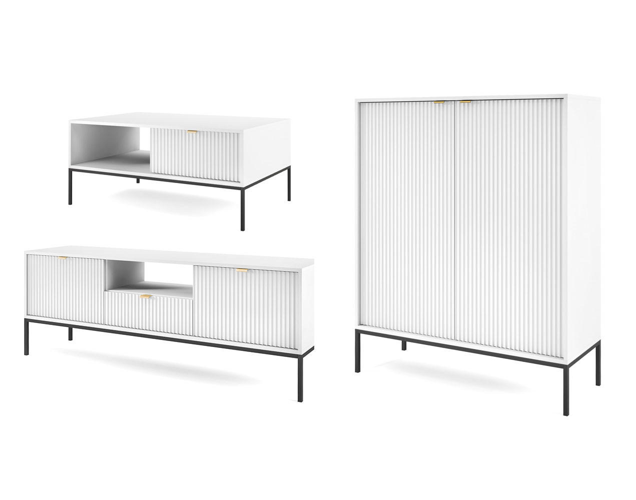 Feldmann-Wohnen Wohnzimmer-Set Weiß 258x125x68 cm