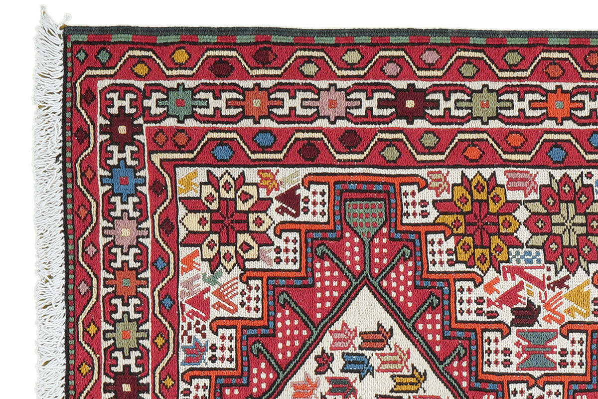TEPPICH Sumak Shahsavan Beige 96/77 cm Schurwolle - Beige, Textil (77/96cm) - Looma