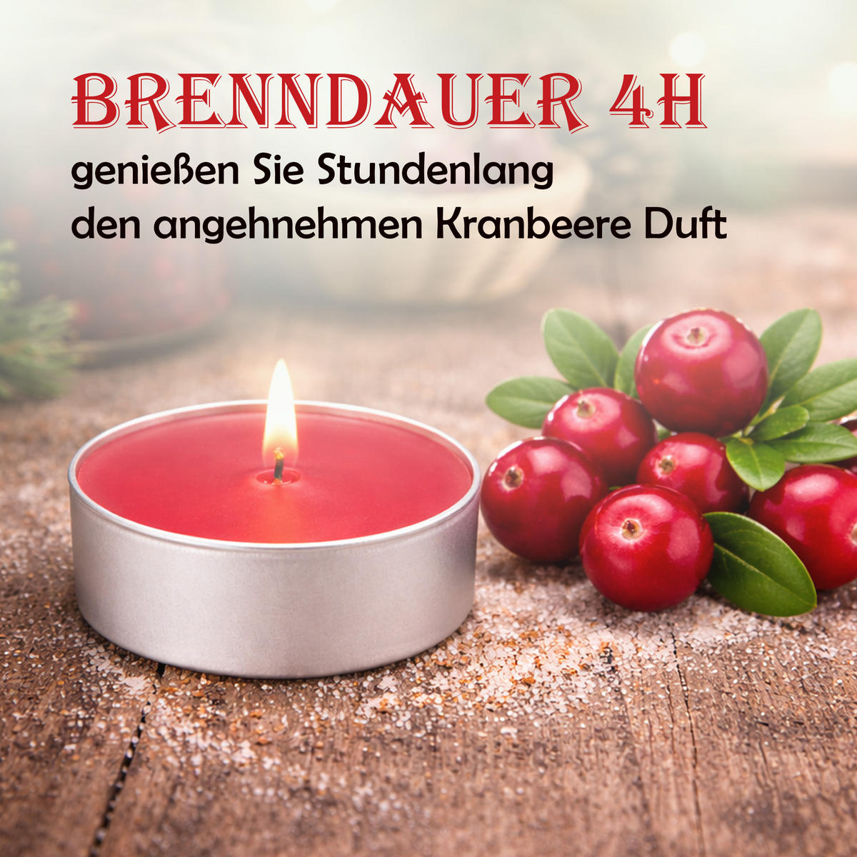TEELICHT mit Duft - Cranberry - 36er Pack - Kirschrot, Naturmaterialien (4/1.5/4cm) - HS Candle