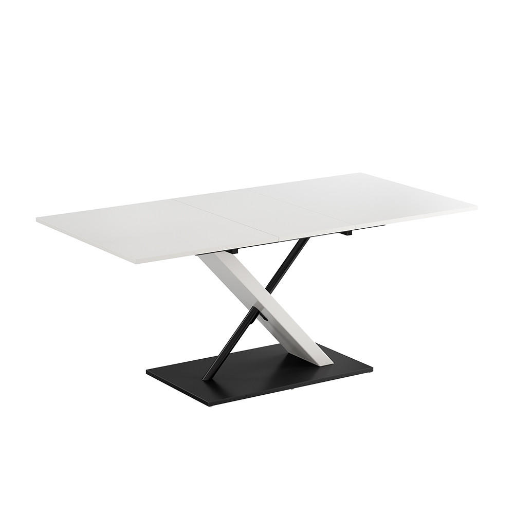 ESSTISCH Herta Weiß/Schwarz 140 x 90 cm ausziehbar - Schwarz/Weiß, Holzwerkstoff (90/140/76.6cm) - Vicco