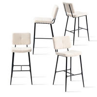 BARHOCKER 4er-Set in Eisen Bouclé-Stoff - Beige, Metall (46.5/104/53cm) - Meubles Cosy