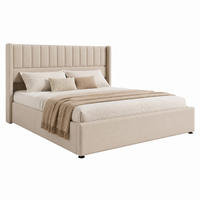 BETT mit Bettkasten 140x200 cm Leinen Beige - Beige, Metall (140/200cm) - Meubliv
