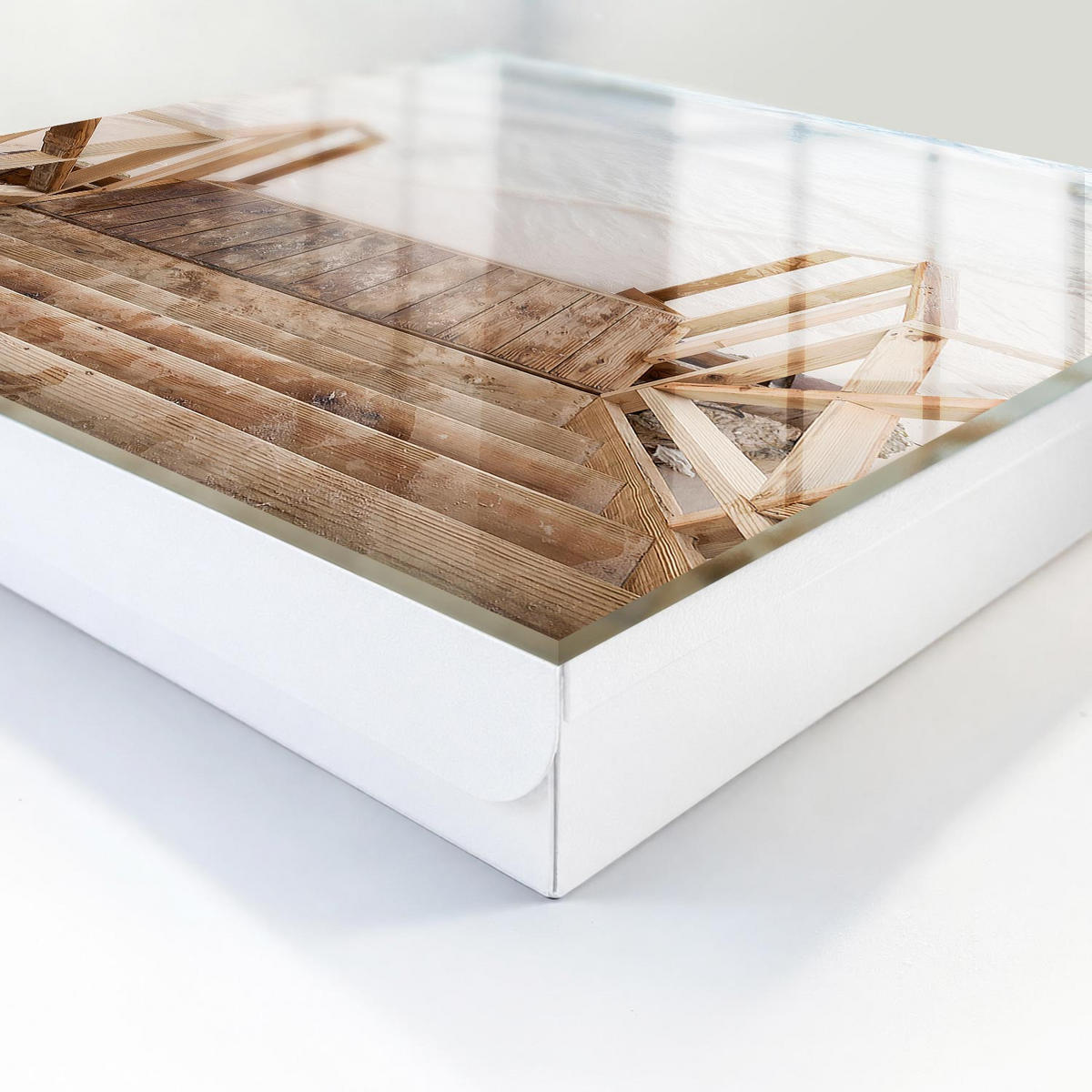 SCHLÜSSELBOX Weiß 30x30 cm – Türöffnung nach rechts - Strandruhe - Braun, Metall (30/30/5cm) - TULUP