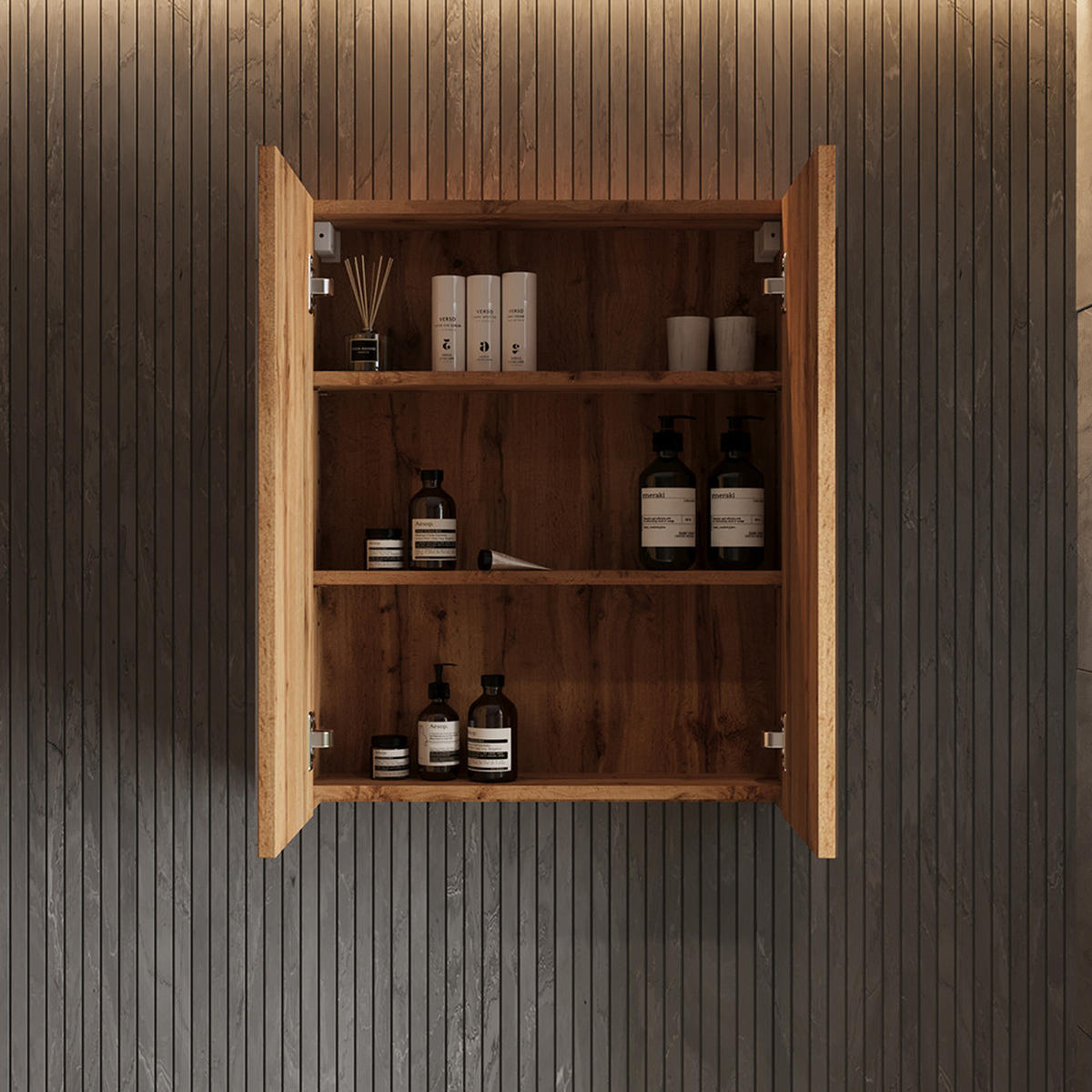 KOUPELNOVÁ ZRCADLOVÁ SKŘÍŇKA Lotta Dub - barva dubu, kompozitní dřevo (59.7/73.2/16cm) - Vicco