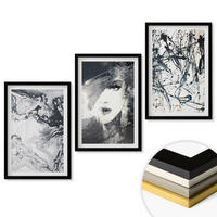 WANDBILDER 3er-Set - 40x60 cm Schwarzer Rahmen - Abstrakte schwarz-weiße Muster - Schwarz, Kunststoff (40/60cm) - ArtPrintCave