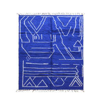 BERBERTEPPICH mit grafischen Linien aus Wolle 140x 200 cm - Blau, Naturmaterialien (140/200cm) - AFK Living