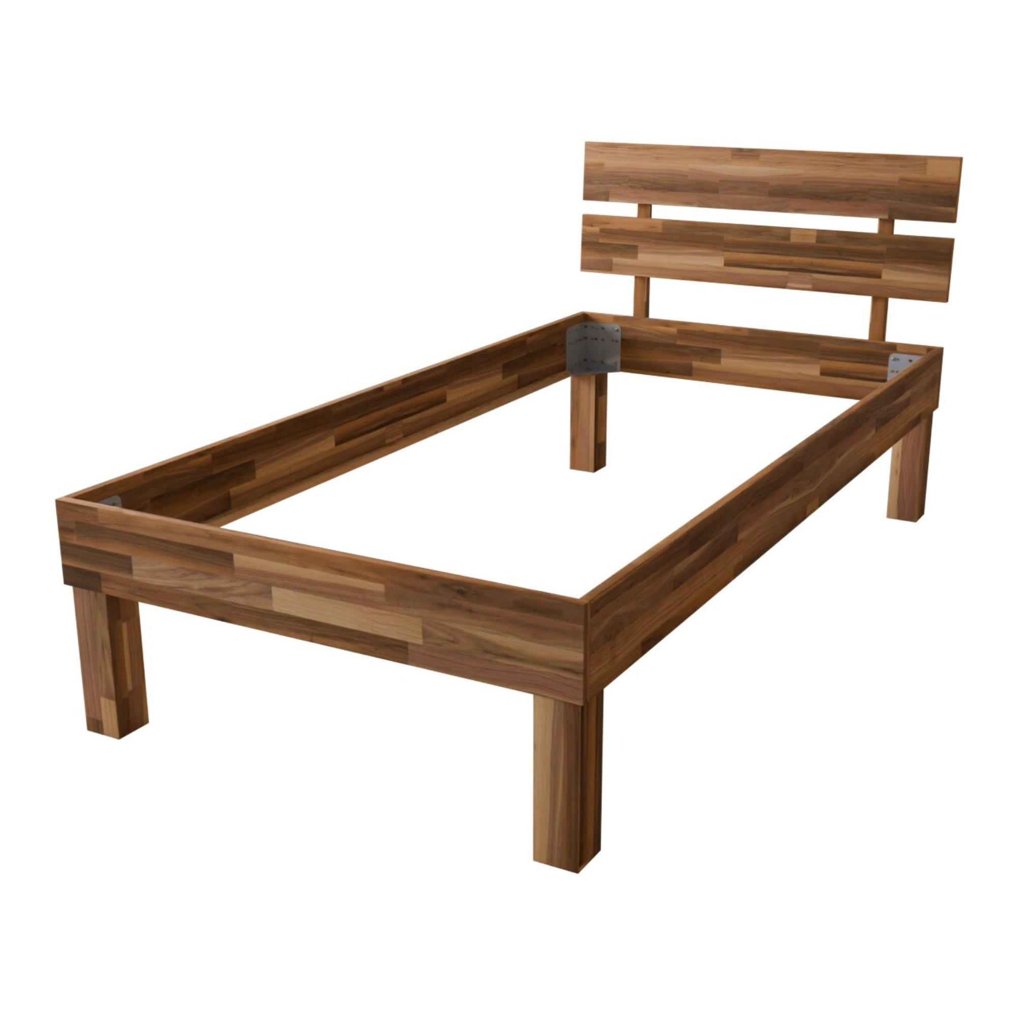 KOMFORTBETT 90/200 cm aus Nussbaum - Braun, Holz (90/200cm) - MeinMassivholz