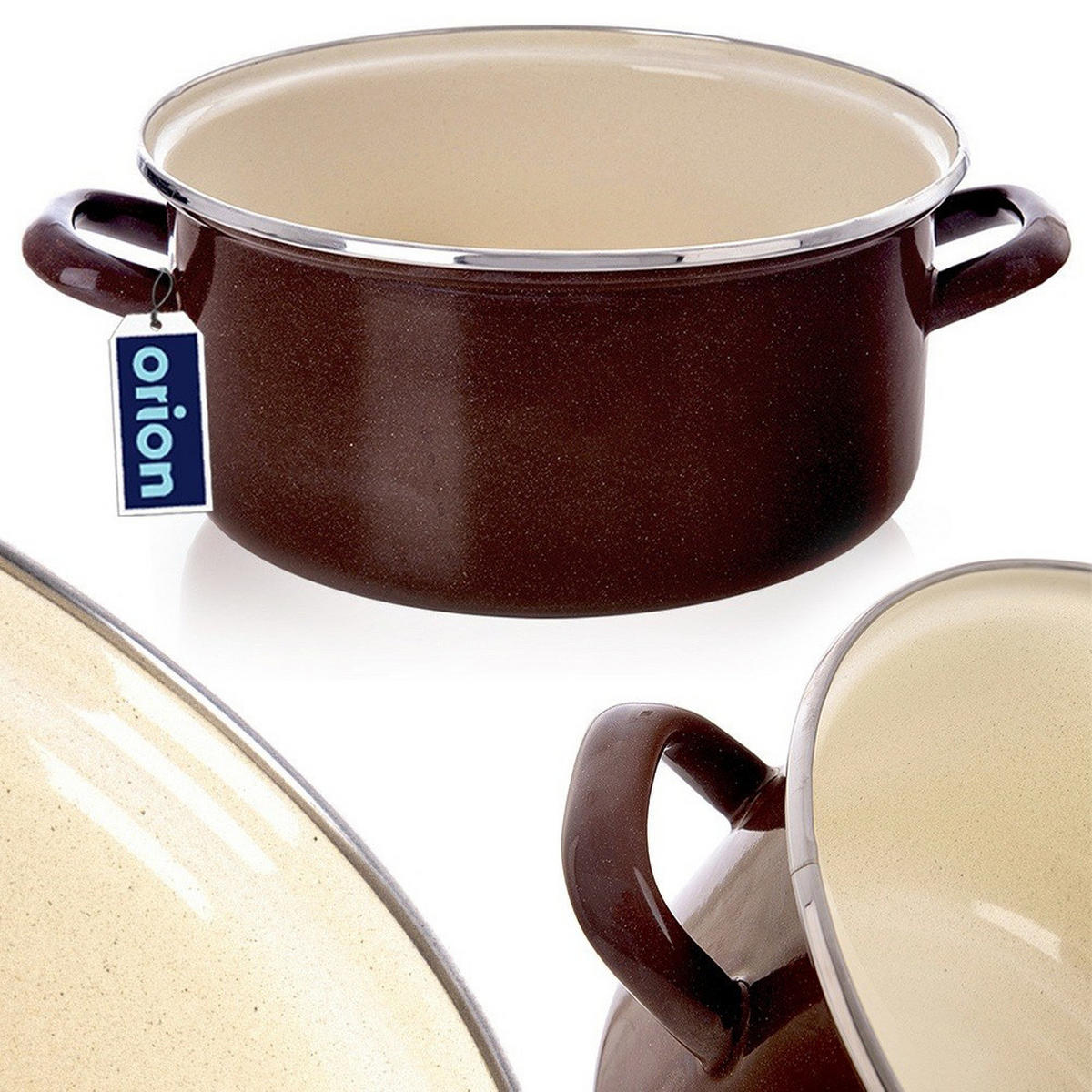 EMAILLIERTOPF Brown mit Griffen braun - Braun, Metall (24cm) - Orion 