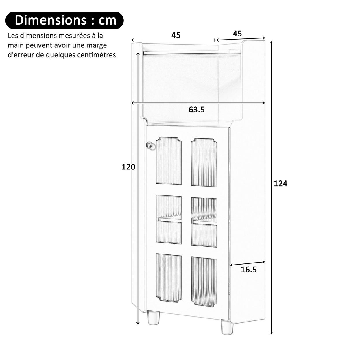 KÜCHENSCHRANK mit LED-Beleuchtung, App-Steuerung, MDF Lackiert, Wohnzimmer Bad, 63,5/124/63,5 cm - Weiß, Kunststoff (25/124/63.5cm) - Rolipo