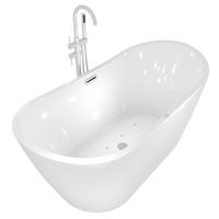 FREISTEHENDE Badewanne Wanne F13 180x92cm Whirlpool Armatur AF004 - Weiß, Glas/Kunststoff (80/72/180cm) - AcquaVapore by Sandra Jentho