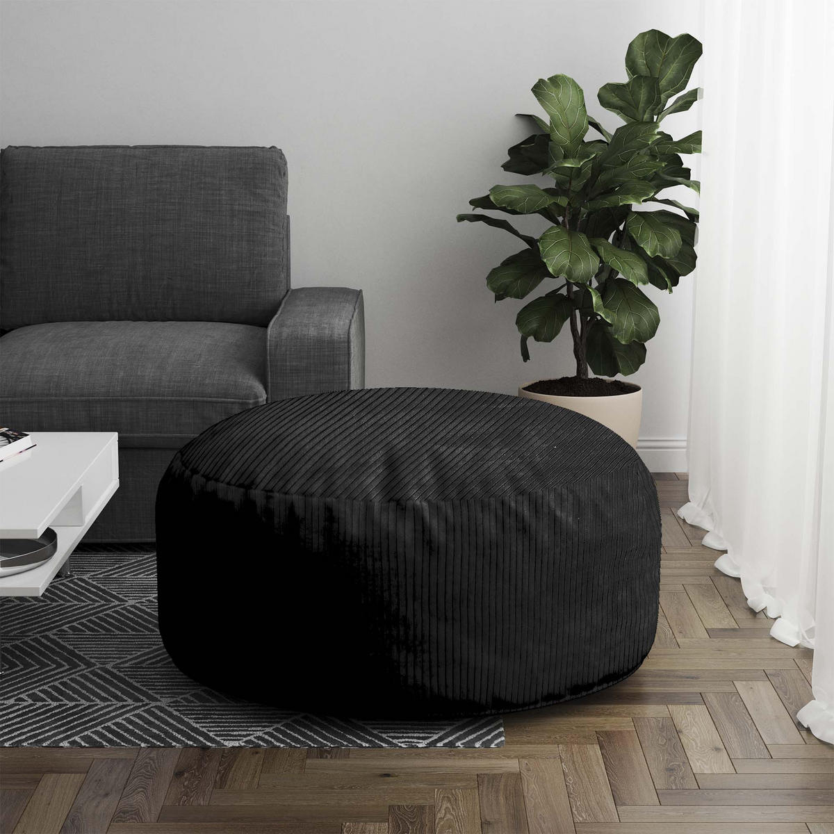 SITZSACK ROLLER Black Beauty - Schwarz, Textil (70/40/70cm) - Dreamroots