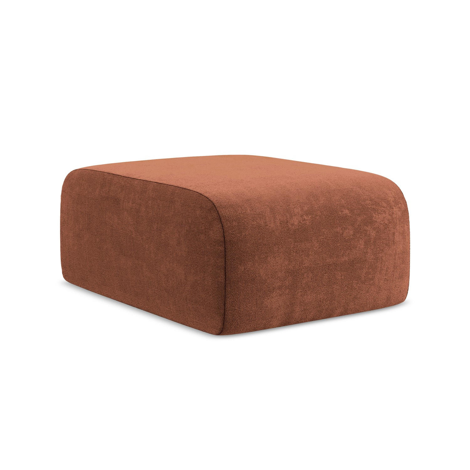 POUF Chenille Stoff Orange - Terracotta/Schwarz, Holzwerkstoff/Kunststoff (72/42/94cm) - LaMiaSofa