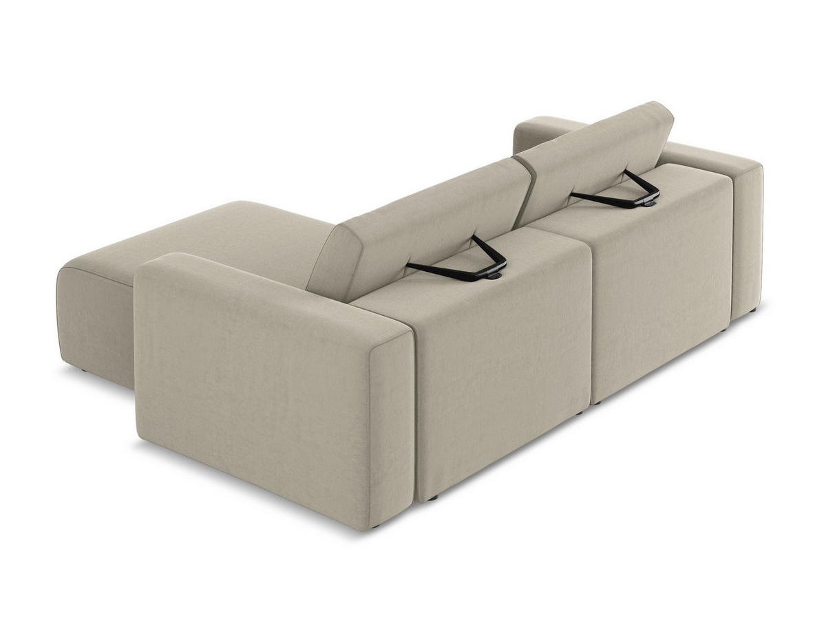 ECKSOFA Rechts Samt Stoff Creme - Perlmutt/Lila, Kunststoff/Textil (224/167cm) - Makamii