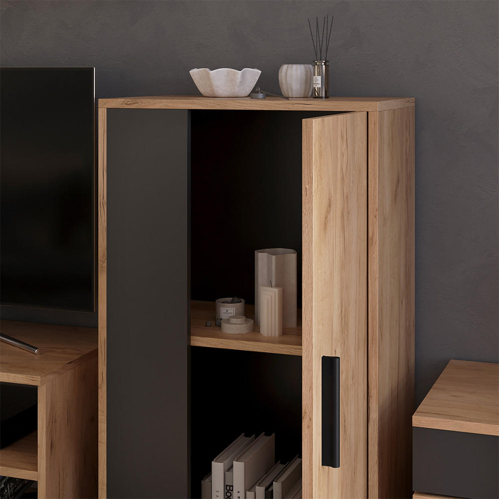 KOMMODE Berno Goldkraft Eiche/Anthrazit 50.1 x 87.3 cm mit 2 Fächern - Honigeiche/Anthrazit, Holzwerkstoff (50.1/87.3/28.3cm) - Vicco