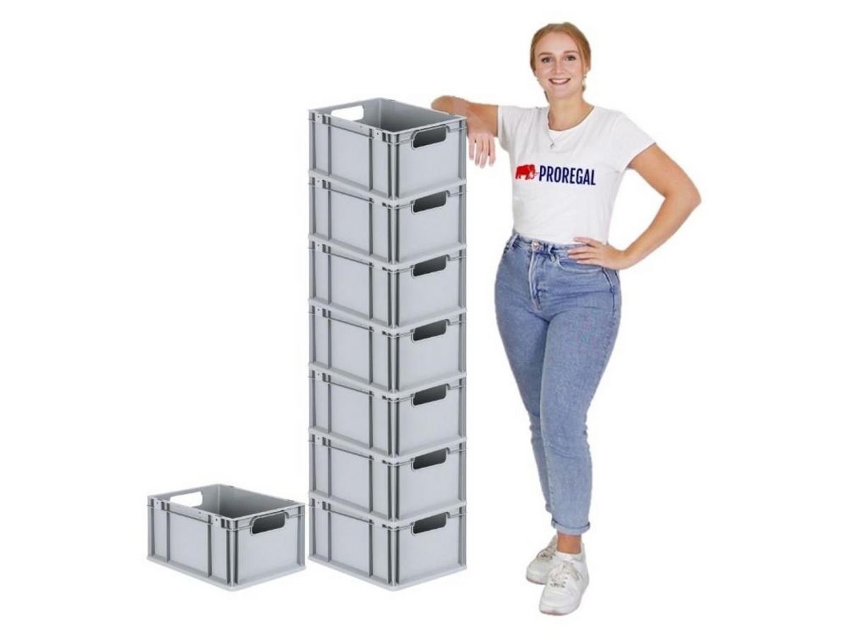 EUROBOX 8x Nextgen Economy Griffe Offen 22x30x40cm 20 Liter - Grau, Kunststoff (30/22/40cm) - PROREGAL