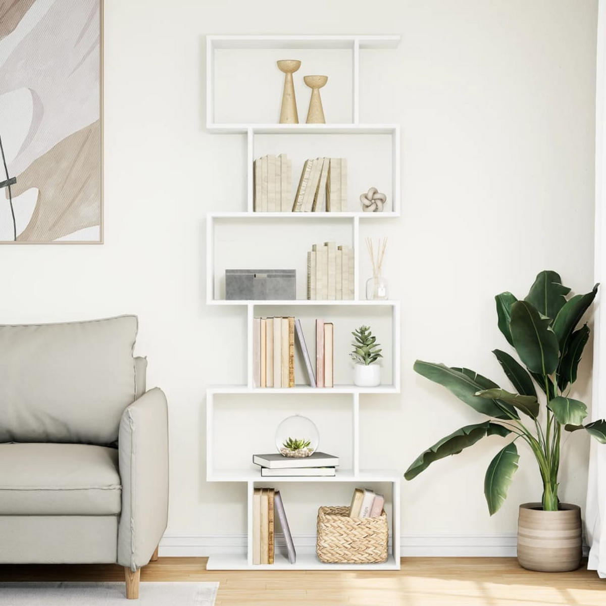 BÜCHERREGAL mit 6 Ebenen 70/24/193 cm aus Holzwerkstoff Weiß - Weiß, Holz (70/193/24cm) - vidaXL